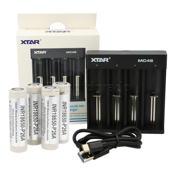 XTAR MC4S Bundle - Ladegerät + 4 Akkuzellen